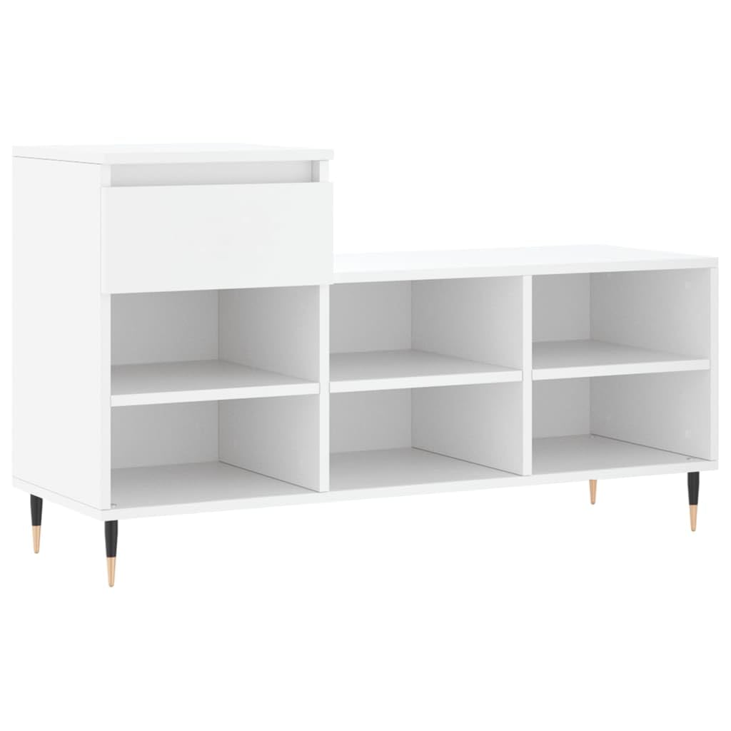 Armoire à Chaussures Blanche en Bois d'Ingénierie 102x36x60 cm avec Tiroir
