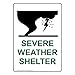 ComplianceSigns.com Severe Weather Shelter Label Decal, 5x3.5 inch 4-Pack Vinyl for Emergency Response