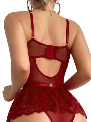 Image of Lilosy Sexy Lingerie Set 3 Piece Women Corset Bodysuit Skirt