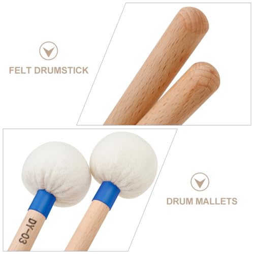 Baquetas Abaodam, 2 piezas, mango de madera y cabeza de fieltro para instrumentos de percusión, ideales para timbales y bombo miniatura 6