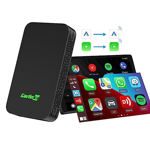CarlinKit 5.0 Wireless CarPlay Adapter – Wireless Android Auto Car Adapter, Stable & Fast Connection | Easy Setup | Compact Design, Black(2air)