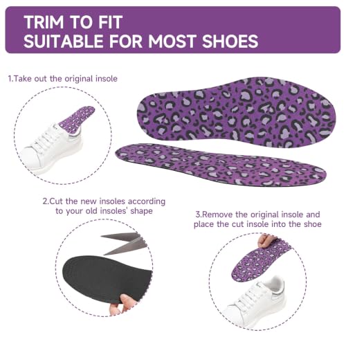 Image of 6 Pair Womens Shoe Insoles Anti Odor Thin Barefoot Insert Size 9-13 | Breathable,Comfort Sockless Shoe Liner,No Show Socks,Machine Washable,Moisture Control,Cute,Everyday Insoles,Leopard Print