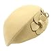 Amosfun Black Winter Hat 1pc Wool Beret Hat Winter Warm Beret Hat French Style Beanie Hats with Flower for Women Girls (Khaki) French Beret