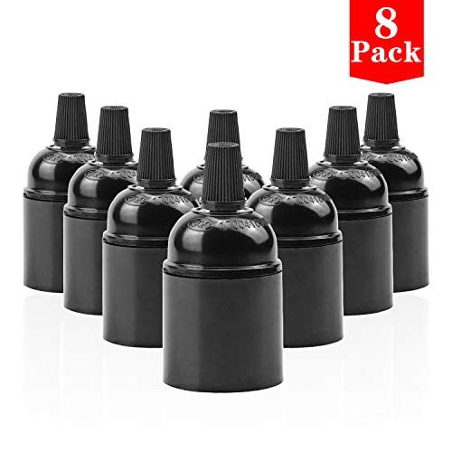cococity Juego de 10 E27 Base De La Bombilla 250V 4A Plástico Portalámparas Rosca Exterior Retro Estilo (Negro)