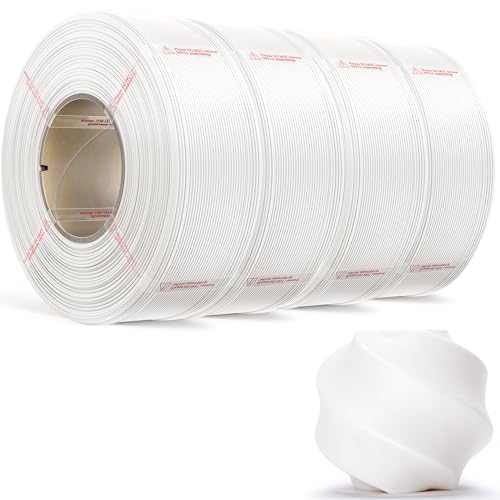 Image of PLA Basic, Pre-Dried Refill Filament 4-Pack Bundle (4kg /8.8lbs) for Reusable Spools, 1.75mm Spool-Less Bulk PLA 3D Printing Filament, Compatible with Bambu Lab 3D Printers - White x 4