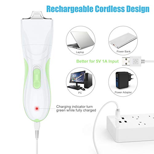 TURN RAISE Professional Dog Grooming Clippers,Washable Dog Shaver Clippers Low Noise Rechargeable Electric Quiet Dog Hair Clipper with Detachable Ceramic Blade for Dogs and Cats,Eyes,Face,Ears,Paw