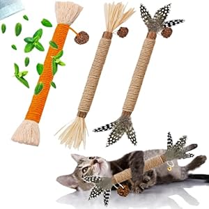 Cat Toys 3Pack Silvervine Chew Stick Kitten Treat Catnip Toy Kitty Natural Stuff Catnip Matatabi for Cleaning Teeth Indoor Dental Snack Interactive