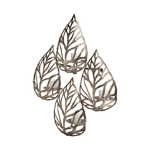 Mercana Furniture & Decor Four Sconce Lana II by Mercana Wall Candle Holders, 13.8L x 5.9W x 17.7H, Antiqued-Champagne