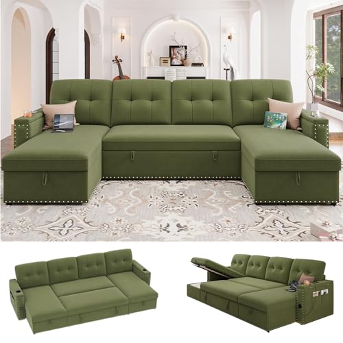 HIFIT 106" Sectional Couches for Living Room- Pull Out Sleeper