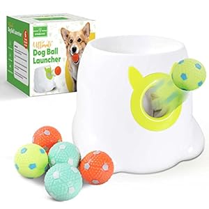 THE-THOUGHTS-OF-FUN-CO-Automatic-Dog-Ball-Launcher-Thrower-Dog-Fetch-Machine-for-Small-to-Medium-Sized-Dogs-Great-Exercise-for-Dogs-with-6-Latex-Balls-Dual-Power-Supply Automatic Dog Ball Launcher