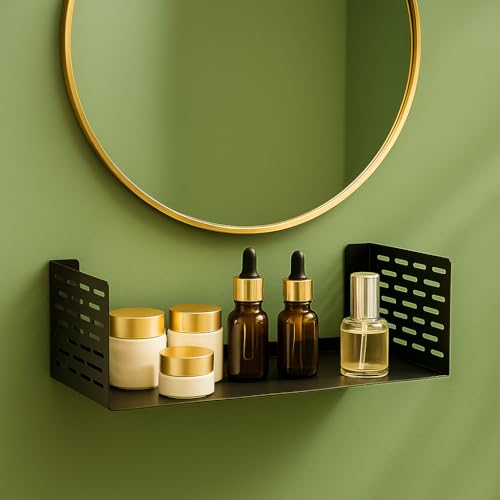 Image of Spillbox Metal Shelf|Storage Rack|Multipurpose Metal Rack|Floating Wall Shelves|Bathroom Shelves|CD /DVD Organizer|Heavy-Duty Storage|Bookshelf |Plant Stand|Lohe Ki Almari- U Shape Shelf(Medium,Black)