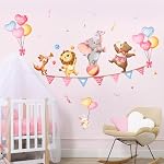 Jungle Animals Party Wall Decals Elephant Lion Fox Bear Wall Stickers Peel and Stick Wall Art for Kids Girls Bedroom Living Room Nursery Playroom Classroom Wall Decor - Image 4