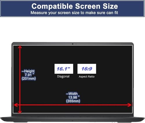 Image of Matte Anti Glare Screen Guard Compatible With Laptops With 16.1 inch Inch Diagonal with 16:9 Aspect Ratio 9H Hardness Screen Protector Not a Tempered Glass, Screenguard Size : 355 mm X 201 mm