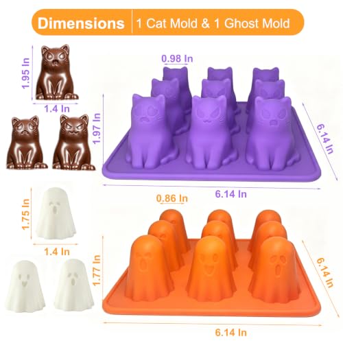 3D Halloween Ghost Silicone Molds 2 Pack, 9 Cavity Chocolate Candy Molds - image 5