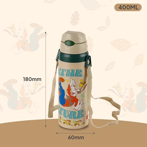 Image of CELLO Kidzbee Autumn 400 Goofy Design Insulated Kids Sipper Water Bottle 400 ml | Food Grade, 3D Touch & Feel Design, BPA Free, Leakproof Easy Press Open Flip Top Cap Insulated Kids Water Bottle