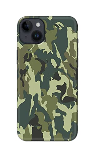 Image of Printed Hard Back Cover Case for Apple iPhone 14 Back Cover (Green Army Camouflage) -1803