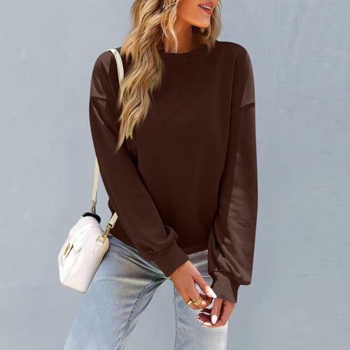 Image of Women Crew Neck Sweatshirts Fall Casual Oversized Sweat Shirts Long Sleeve Cute Preppy Sweatshirt Comfort Pullover