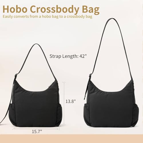 Image of Nylon Hobo Crossbody Bags for Women Large Shoulder Bag Casual Travel Handbags with Adjustable Quilted Strap