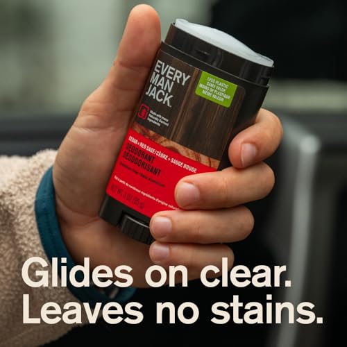Every Man Jack Cedar + Red Sage Men’s Deodorant - Stay Fresh with Aluminum Free Deodorant For all Skin Types - Odor Crushing, Long Lasting, with Naturally Derived Ingredients - 3oz (2 Pack)