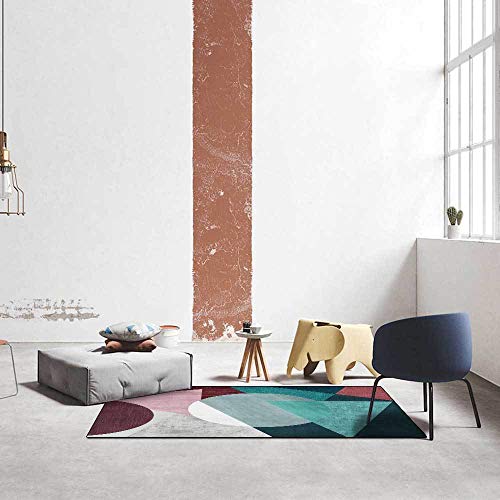 Tapis triangle circulaire multicolore 80x120CM au design graphique unique - 3