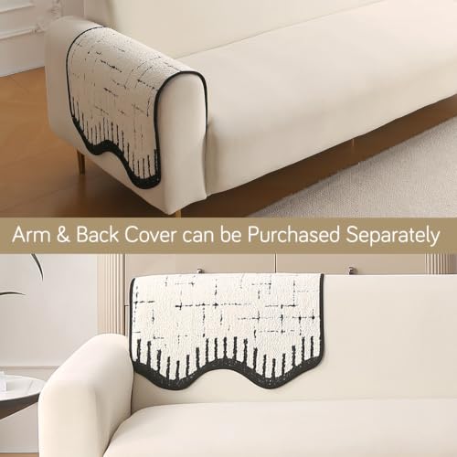 Image of HOKIPO Supple Soft Wavy Sofa Cover Mat Lounge Chair 90 cm, Off-White