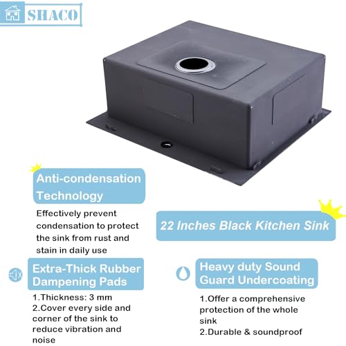 Image of SHACO 22x18 Inch Drop In Kitchen Sink, 22 Inch Topmount Outdoor Bar Sink, 16 Gauge Stainless Steel Single Bowl Brushed Nickel Small Kitchen Sink with Strainer Drain