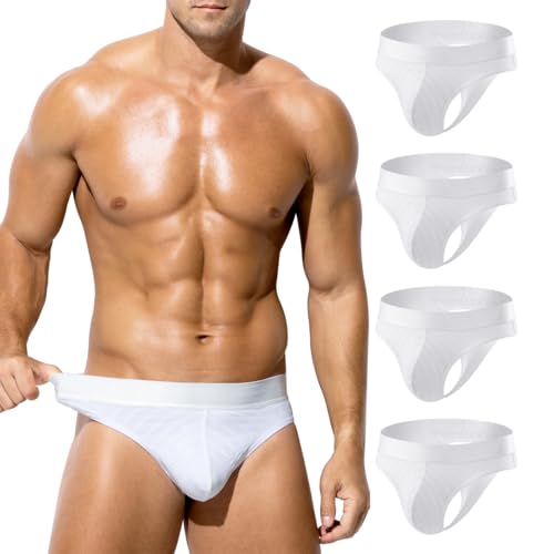 Arjen Kroos Men's Sexy Mesh Thongs Underwear 4 Pack Breathable Cool Silky & Lace Lingeries - Main Image