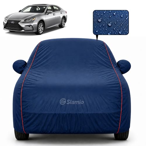 Image of Car Cover for Lexus ES 300h | 100% Waterproof Heavy-Duty 3-Layer Car Body Cover | All-Weather Rain, UV, Sun & Dust Protection | Custom Fit | Mirror & Antenna Pockets | Navy Blue