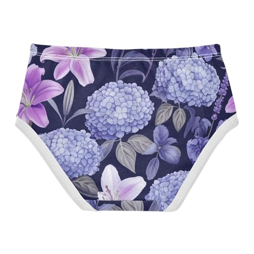 Purple Lilies Lavender Floral Cute Panties Girl Toddler Underwear Custom Cotton Animals Kids Briefs Undies 2t2
