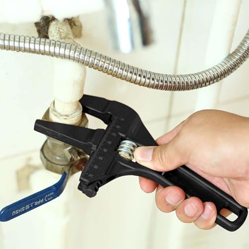 ShiningUU Wide Jaw Adjustable Spanner Alloy Home-use 6-68mm Opening Adjustable Handy Wrench | Bathroom Wrench | Compact Spanner Sets for Sink Taps & Tight Spaces | DIY Home Plumbing Tool (Black) 5 ShiningUU Wide Jaw Adjustable Spanner Alloy Home-use 6-68mm Opening Adjustable Handy Wrench | Bathroom Wrench | Compact Spanner Sets for Sink Taps & Tight Spaces | DIY Home Plumbing Tool (Black) - Image 5