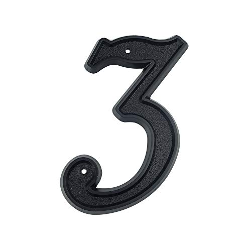 HASWARE Numéro de maison de 5,5 pouces (139mm) Numéros de porte modernes Numéros d'adresse du domicile de la rue, plastique ABS noir (3)