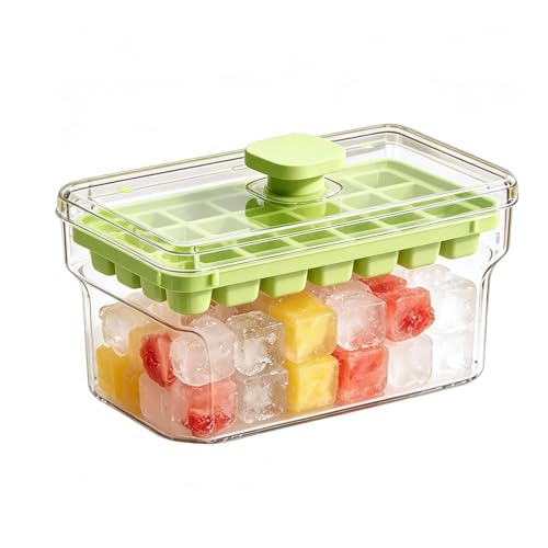 Ice Trays For Freezer - Ice Trays For Freezer With Lid | 34 Grids Withs Lids And Bin Reusable | Reusable Easy Release Stackable 