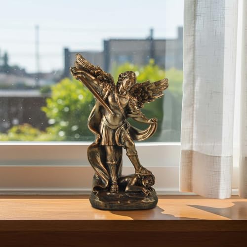 Estatua de San Miguel Arcángel de Resina en Bronce 5.32 in miniatura 3