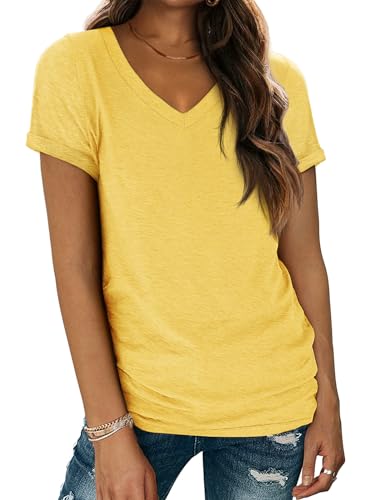 Womens Tops Basic Tees t-Shirts Trendy Fashion Cruise Comfy Workout Casual Summer Outfits Spring Clothes 2026 Yellow Beach