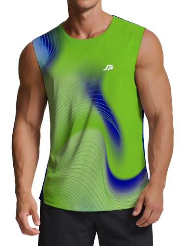 ANGEL CITIZ Men's Running Tank Top Gym Sleeveless T-Shirts Ultra Lightweight Marathon Singlet Training Vest UPF 50+ Green