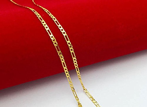 Men Women Gold Figaro Link Chain 4MM Fashion Jewelry Necklaces Stainless Steel 18K Plated,18~26 Inches4