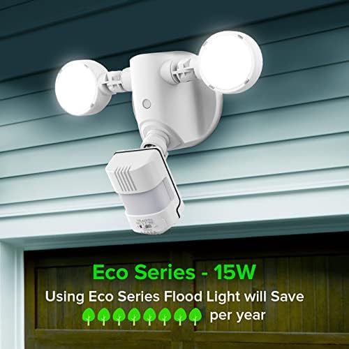 SANSI 15W Motion Sensor Outdoor Security Lights, 2000LM Wired External Sensor Light for Outdoor Lighting Security 5000K Dusk to Dawn 320°Angle Illumination IP65 Waterproof for Yard Garage Doorways