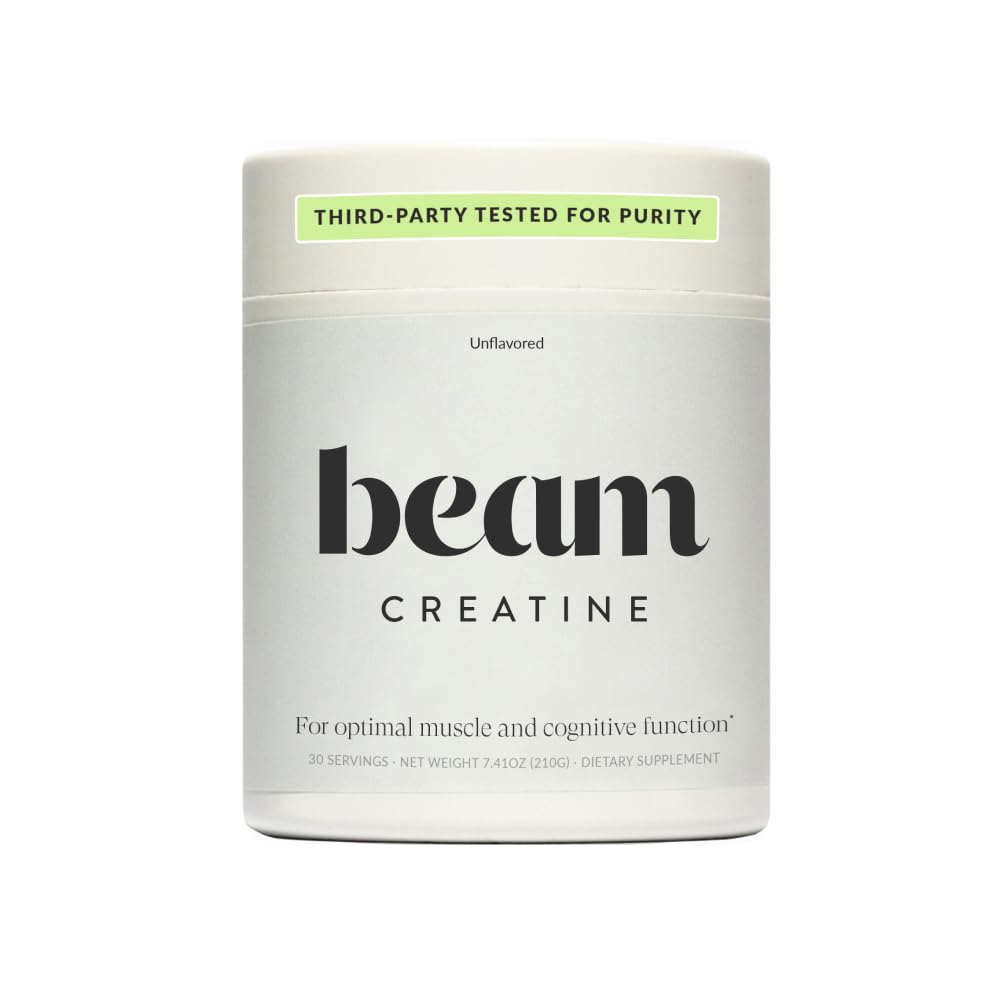 Beam Creatine Powder, Third Party Tested, Micronized Creatine Monohydrate Supplement, Creatine for Women and Men, Muscle Strength, Workout Recovery, Lean Muscle Growth, 30 Servings, Unflavored