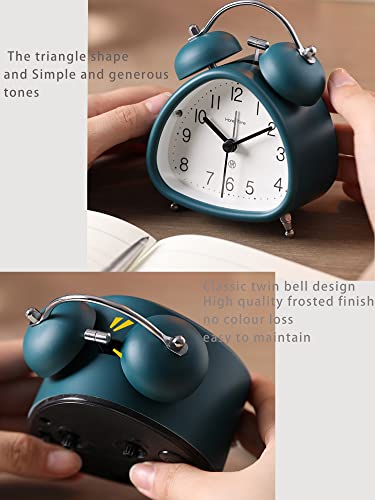 Hylign Small Alarm Clock,Loud Alarm Clock For Heavy Sleepers Adults,Vintage Room Decor Good For Bedroom, Bedside, Desk, Office, Kids And Families Analog Clock(Triangle Alarm Clock) (Dark Green) #TOP1