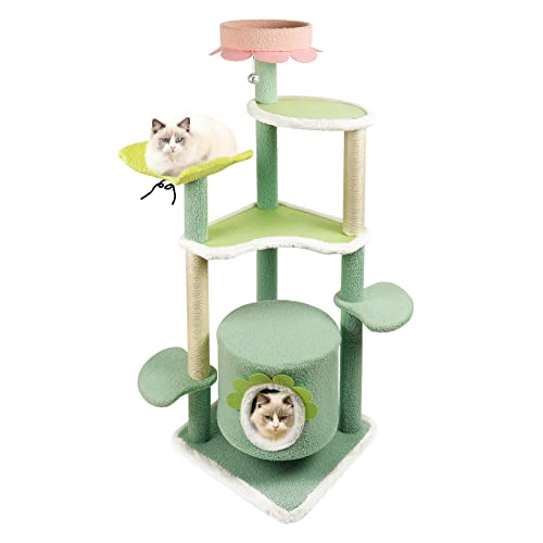 Sennaux 51.6" Cat Tree With Sisal Scratching Post, Multi-Level Cat Climbing Tower For Indoor Cats, Cute Cat Activity Trees Jumping Platform #TOP6