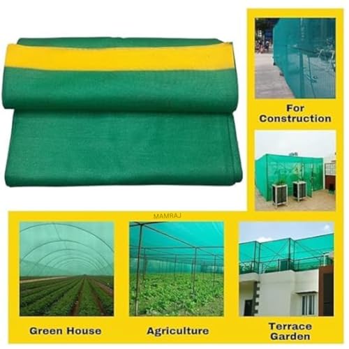 Image of MAMRAJ Green Shade Net 75% UV Sun Protected for Terrace, Green House, Garden, Balcony & Gardening Multipurpose Agro net (10 x 10 Feet, 75%)