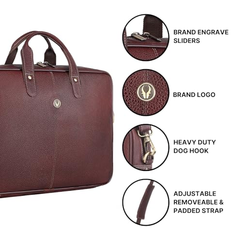Image of WildHorn Leather Laptop Messenger Bag for Laptop /MacBook up to 15 inch| Padded Laptop Compartment |Office Bag I 365 Days Warranty