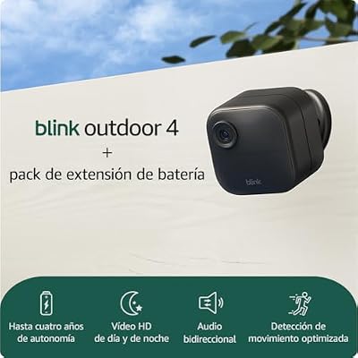💎 70% MEGA DEAL! Blink Outdoor 4 + pack de extensión de batería: cámara de seguridad inteligente HD sin cables, 4 años de autonomía, detección de movimiento, compatible con Alexa (solo cámara adicional) | IP65