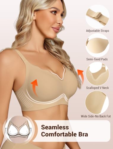 Image of Avidlove Jelly Bras for Women No Underwire Seamless Bralettes Wireless Push Up Scalloped Full Coverage Sports Everyday Bra
