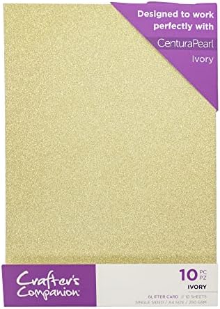A4 Coloured Glitter Card Pack Single Sided Xmas Red  250GSM (10 Sheet Pack) - Perfect for Arts and Crafts, Printing, Card Bases & Folding - Centura Pearl by Crafter's Companion