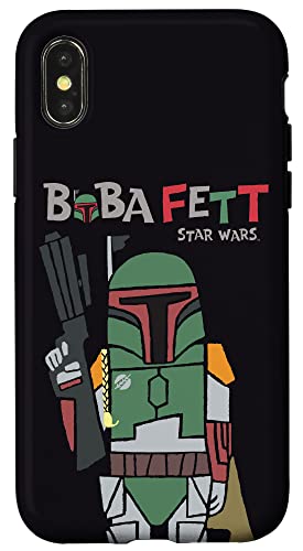 Coque iPhone X Star Wars Boba Fett housse de protection rigide fine pour iPhone XS noir