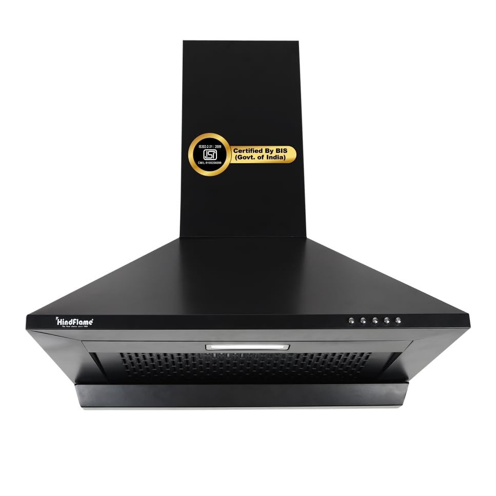 NOVA MS 60 CM 1250 m³/hr Powerful Suction,3 Speed Push Button Control,Filterless Technology, Metallic Oil Collector, Wall Mounted Kitchen Chimney, Installation kit & Pipe(ISI Approved)