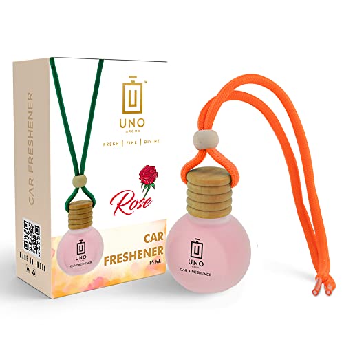 UNO AROMA Rose Car Air Freshener, 15ml, Long Lasting Hanging car ...
