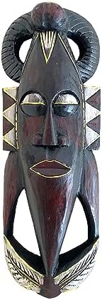OMA African Wall Mask Sculpture Hand Carved Wooden Protection Luc...