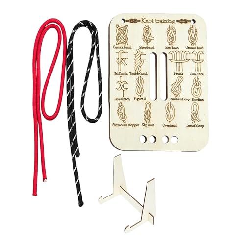 JOVYTH Kit de Tabla de Práctica de Nudos de Madera con Base, Herramienta de Entrenamiento de Nudos para Supervivencia al Aire Libre y Acampada, Equipo Educativo de Nudos DIY